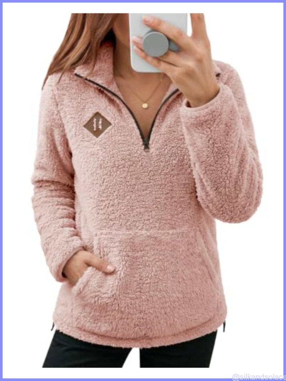 HEEKPEK Women Half Zip Fleece Pullover Sweatshirt with Pockets